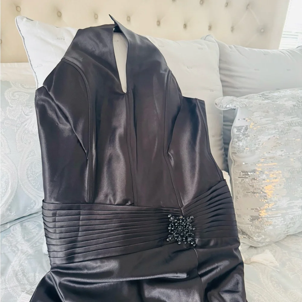 Black Halter Formal Prom Gown - Picture 3 of 12